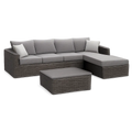 Salon de jardin canapé d angle modulable 3 pièces résine tressée PE aluminium coussins polyester table basse forme L gris gris clair blanc 230 cm 160 cm 75 cm